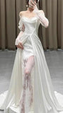 LTP1830,Brilliant Ivory Silk Satin Lace Wedding Dresses, Unique Design Good Quality Wedding HZ0307