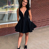 LTP1275,Black A-Line Homecoming Dresses,Satin Back To School HZ0307