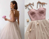 LTP1021,Cute pink top champagne skirt sweetheart a-line prom evening HZ0307