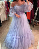 LTP1517,Lavender Puffy Long Prom Dresses,Tulle A-Line Evening HZ0307