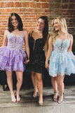 Lavender Floral Lace Homecoming Dresses Ruffle Mini Party Gown, HZ0307