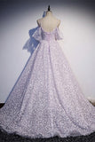 Lavender Daisy Flowers A-line Long Formal HZ0307