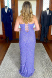 Lavender Sequin Mermaid Long Formal Dress with HZ0307