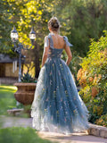 Charming Embroidery Floral Prom Dress Sweetheart Tulle Party HZ0307