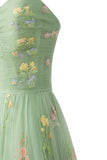 Charming Embroidery Floral Prom Dress Sweetheart Tulle Party HZ0307