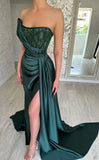 High Quality Dark Green Beaded Prom Dress With HZ0307