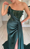 High Quality Dark Green Beaded Prom Dress With HZ0307