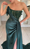 High Quality Dark Green Beaded Prom Dress With HZ0307