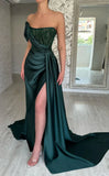 High Quality Dark Green Beaded Prom Dress With HZ0307