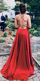 Red Prom Dress with Criss Cross Back - Classy Junior Evening HZ0307