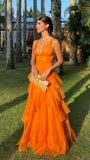Sexy V-neck Chiffon Long Prom HZ0307