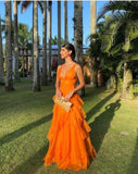 Sexy V-neck Chiffon Long Prom HZ0307