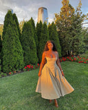 Light Champagne Spaghetti Straps A-Line Homecoming Dresses Holiday Dress, HZ0307