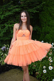 Light Orange Ruffle Mini Homecoming Dress, HZ0307
