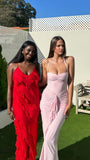 Light Pink Bodycon Prom Dress, Mermaid Chiffon Evening Gown, HZ0307