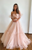 Light Pink Evening Prom Dresses, Long Formal Party Dress, HZ0307