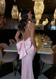 Light Pink Mermaid Satin Long Prom Evening HZ0307