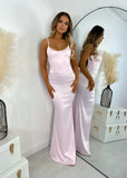 Light Pink Mermaid Satin Long Prom Evening HZ0307