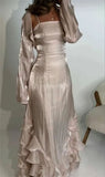 Light Pink Ruffle Prom Dresses Sparkle Organza Evening Party HZ0307
