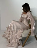 Light Pink Ruffle Prom Dresses Sparkle Organza Evening Party HZ0307