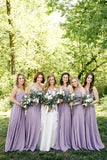 Light Purple Spaghetti Straps A-Line Bridesmaid Dress, Cheap Party HZ0307
