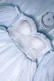Light Blue Off the Shoulder Long Sleeves Formal HZ0307