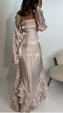 Light Pink Ruffle Prom Dresses Sparkle Organza Evening Party HZ0307