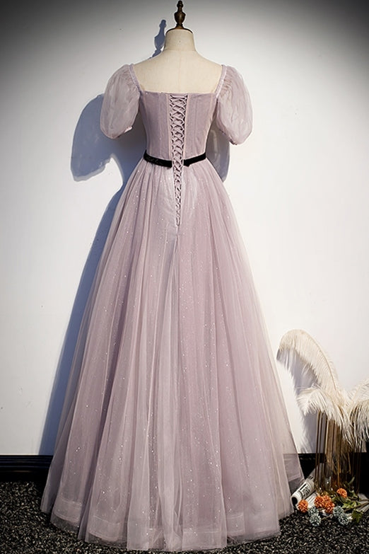 Light Purple A-line Soft Tulle Long Formal HZ0307