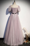 Light Purple A-line Soft Tulle Long Formal HZ0307