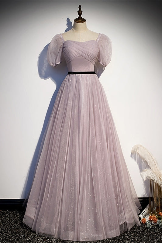 Light Purple A-line Soft Tulle Long Formal HZ0307