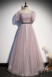 Light Purple A-line Soft Tulle Long Formal HZ0307