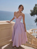 Lilac A-Line Sleeveless Party Dress, Ankle Length Prom Dress, Dance Dress, HZ0307