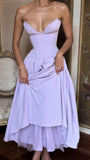 Lilac A-Line Sleeveless Party Dress, Ankle Length Prom Dress, Dance Dress, HZ0307