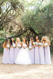 Lilac Bridesmaid Dress, Chiffon Bridesmaid Dress, Sweetheart Wedding Party HZ0307