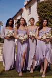 Lilac Chiffon Satin Bridesmaid Dress, HZ0307