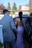Lilac Mermaid Appliques Long Evening Prom HZ0307