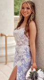 Lilac Mermaid Bodycon Lace Prom HZ0307
