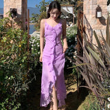 Lilac Ruffle Chiffon Prom Dress Birthday Party HZ0307