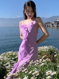 Lilac Ruffle Chiffon Prom Dress Birthday Party HZ0307