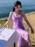 Lilac Ruffle Chiffon Prom Dress Birthday Party HZ0307