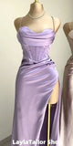 Spaghetti Straps Lilac Evening Party Dresses, Popular Silk Satin Prom Dresses, High Quality Bridesmaid HZ0307