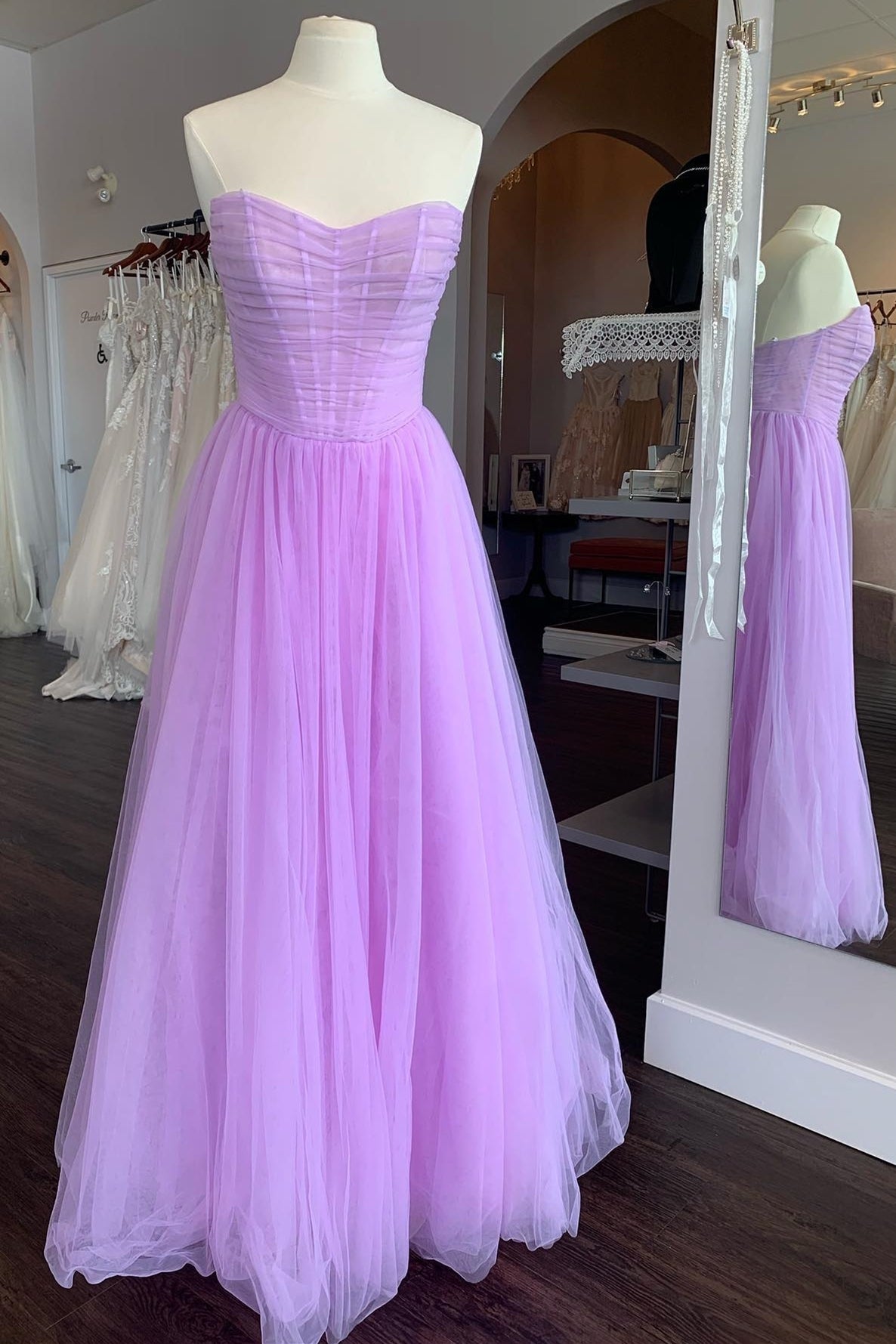 Lilac Strapless A-line Long Formal HZ0307