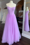Lilac Strapless A-line Long Formal HZ0307