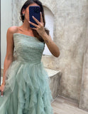 Sleeveless A-Line Tulle Prom HZ0307