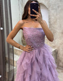 Sleeveless A-Line Tulle Prom HZ0307