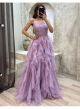 Sleeveless A-Line Tulle Prom HZ0307