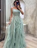 Sleeveless A-Line Tulle Prom HZ0307