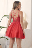 Lovely A-Line Tulle Homecoming Dress, Applique Lace Mini Graduation Dress, HZ0307
