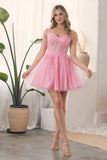 Lovely A-Line Tulle Homecoming Dress, Applique Lace Mini Graduation Dress, HZ0307