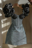 Lovely Bodycon Homecoming Dresses Floral Sleeves Mini Birthday Dress, HZ0307